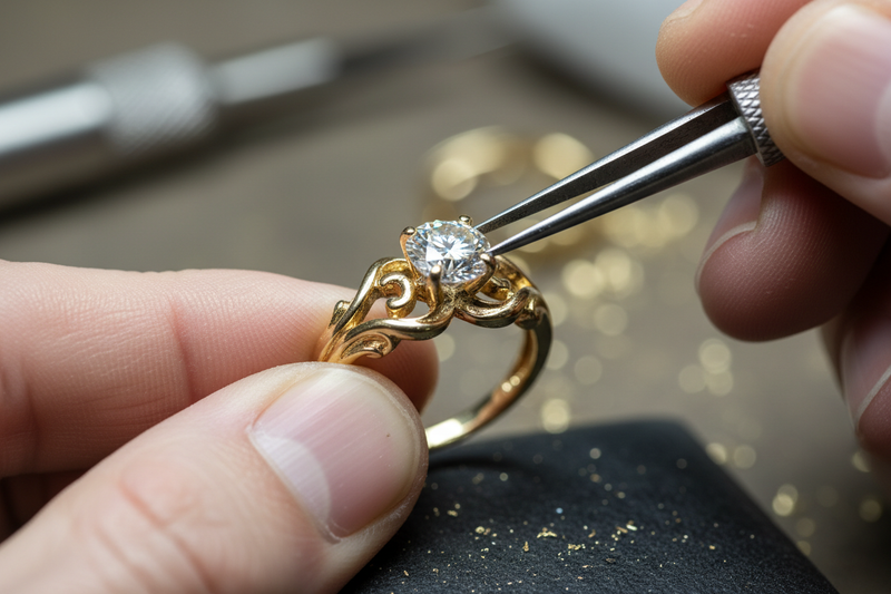 photo of up close diamond ring creation